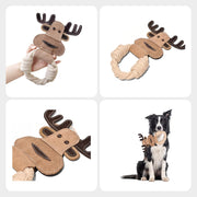 Oye Bark Eco-Friendly Leather & Cotton Rope Moose Dog Toy